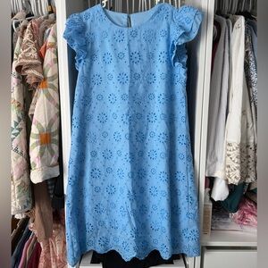 SHEIN Light Blue Floral Eyelet Dress with liner